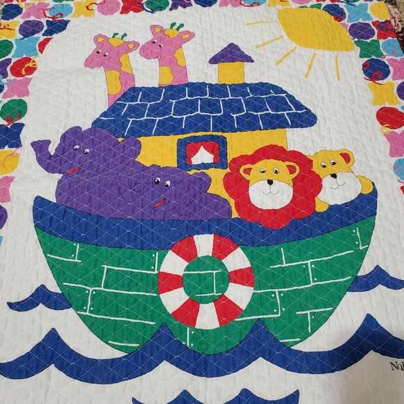 Project Linus Baby Blanket Quilt Noah's Ark Animals Giraffe Lion Elephant Decor - Picture 2 of 5